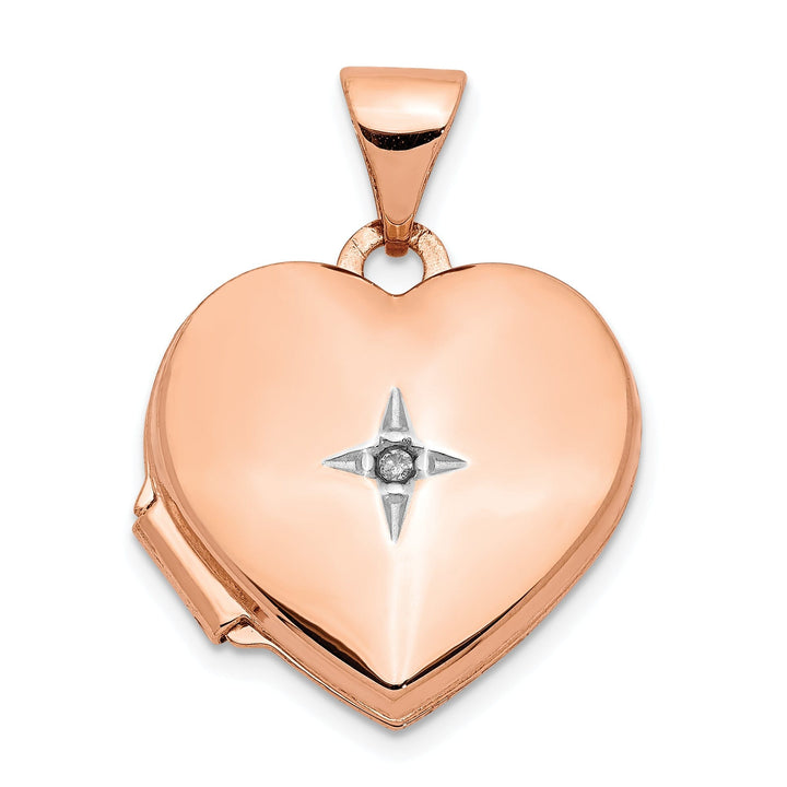 Rose Gold Polished Heart with Diamond Locket