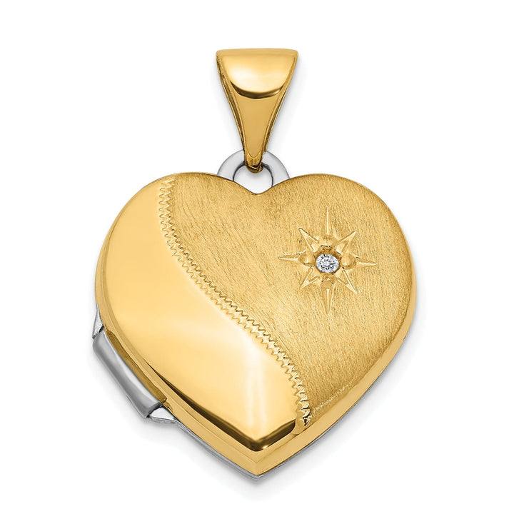 14k Two-Tone Reversible Diamond Heart Locket