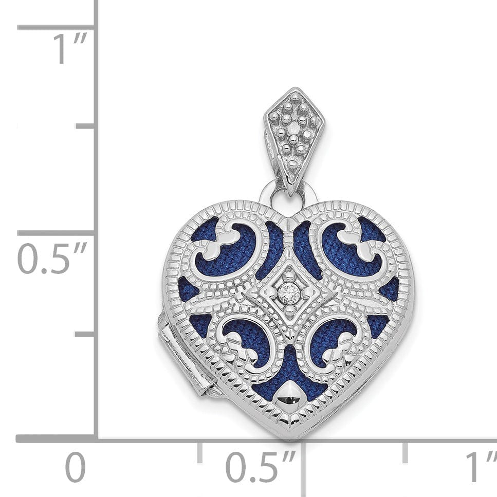 14k White Gold Diamond Heart Locket