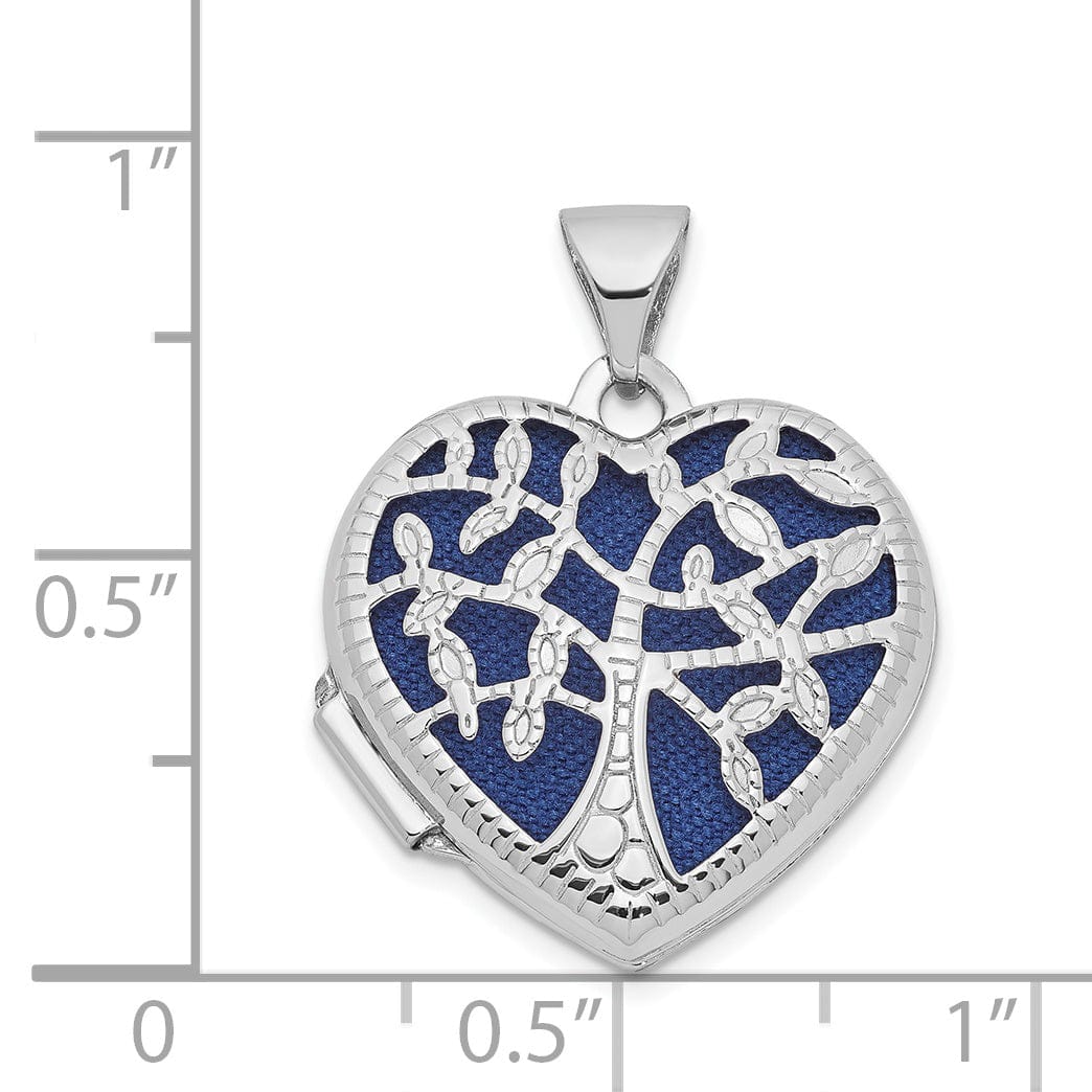 14k White Gold Heart withTree Locket