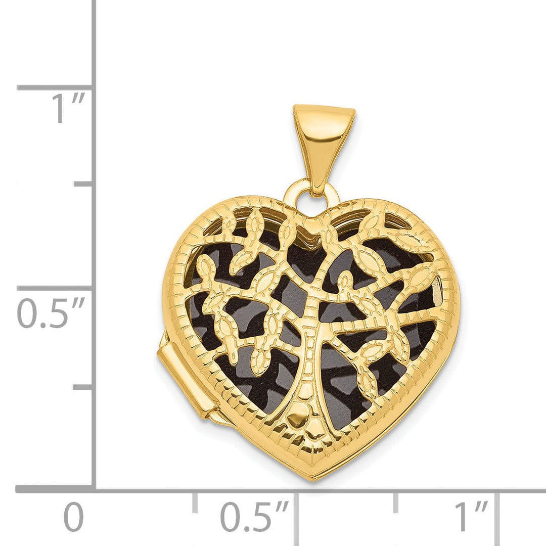 14k Yellow Gold Heart withTree Locket