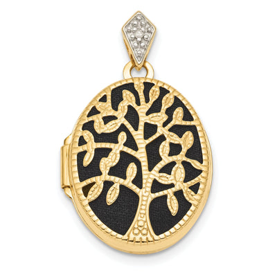 14k Yellow Gold Black Fabric Oval Tree Locket at $ 205.96 only from Jewelryshopping.com