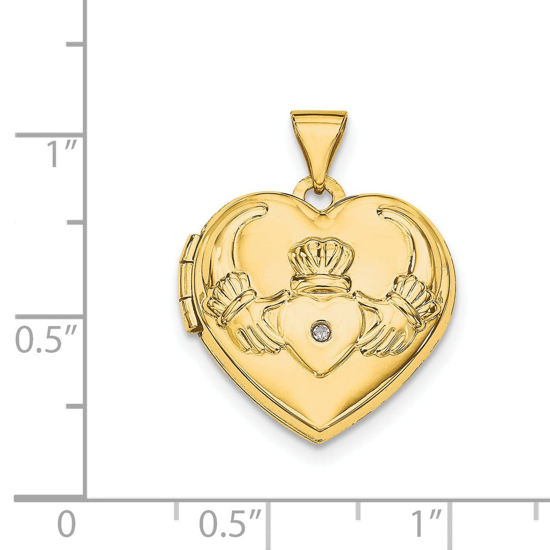 14k Yellow Gold Claddagh Heart Locket