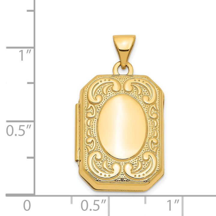 14k Yellow Gold Rectangle Locket Pendant