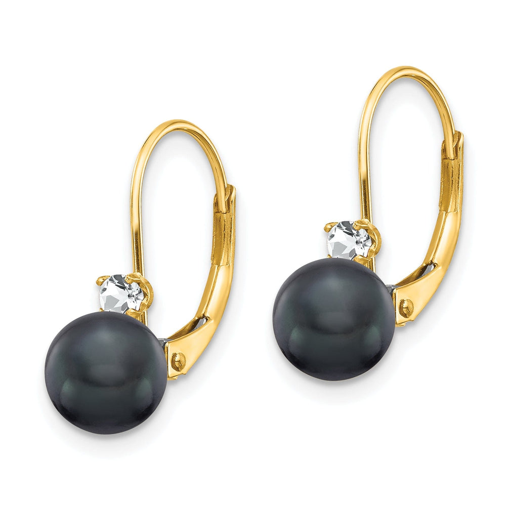 14k Yellow Gold Black Pearl Diamond Earrings