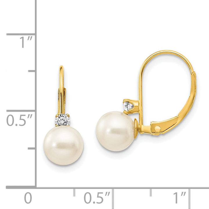 14k Yellow Gold Cultured Pearl Diamond Earrings