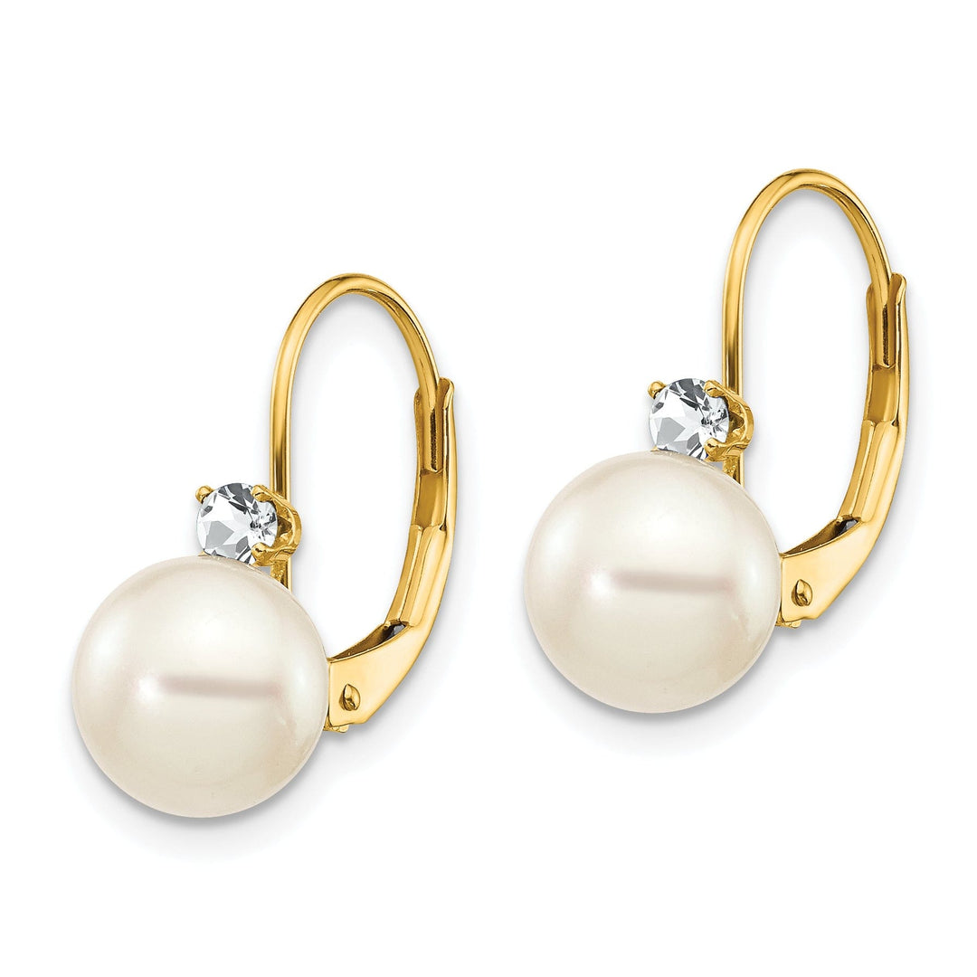 14k Yellow Gold Cultured Pearl Diamond Earrings