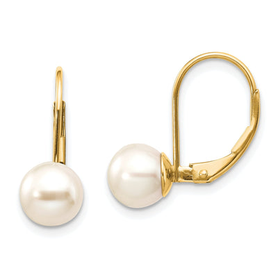 14k Yellow Gold Freshwater Cultured Pearl Earrings