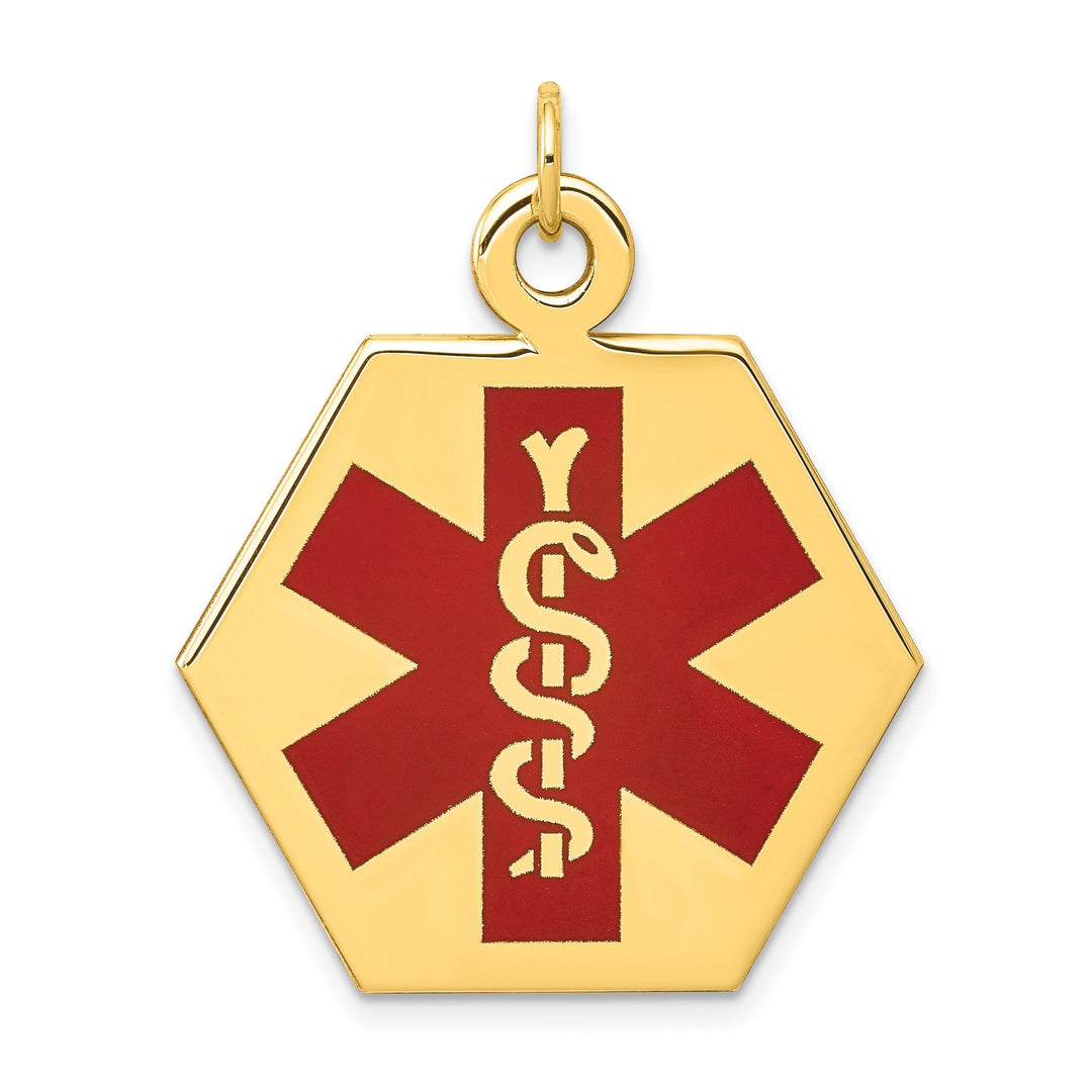 14k Yellow Gold Medical Alert ID Charm Pendant