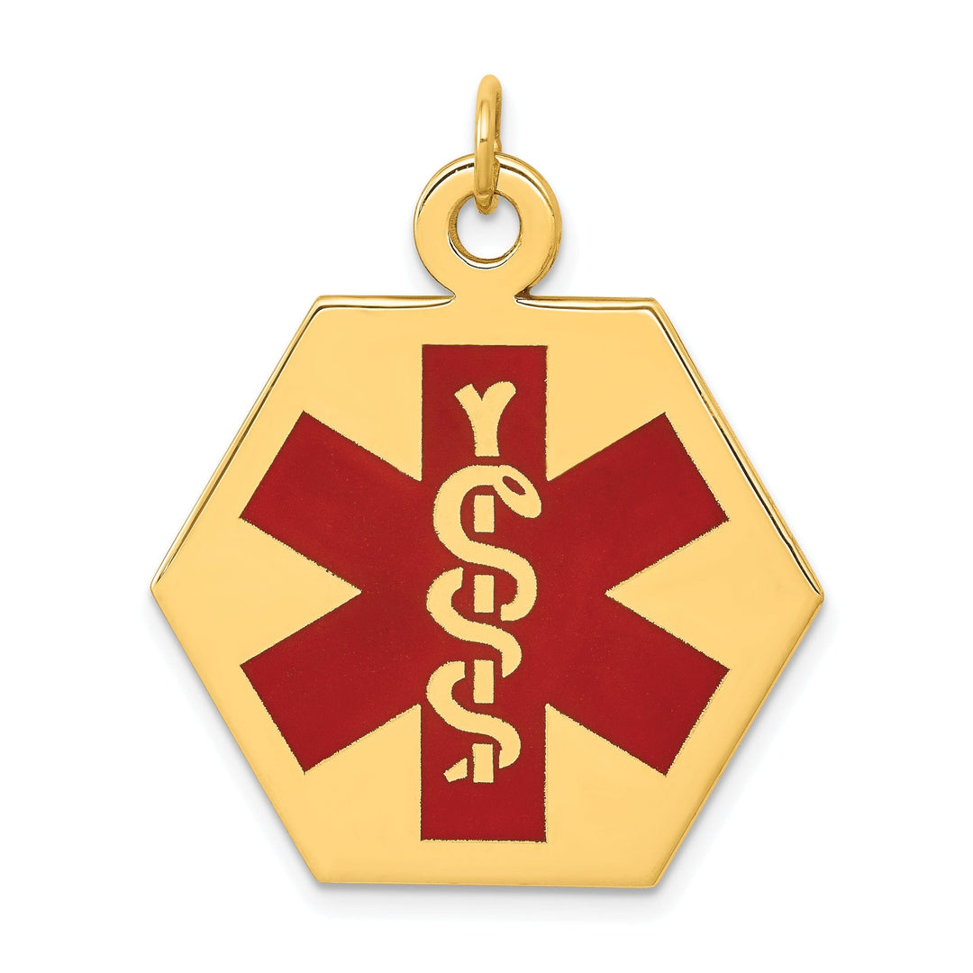 14k Yellow Gold Medical Alert ID Charm Pendant