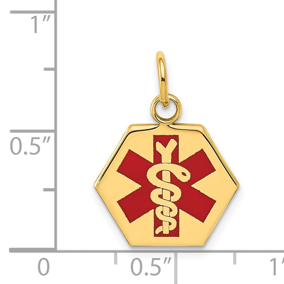 14k Yellow Gold Medical Alert ID Charm Pendant