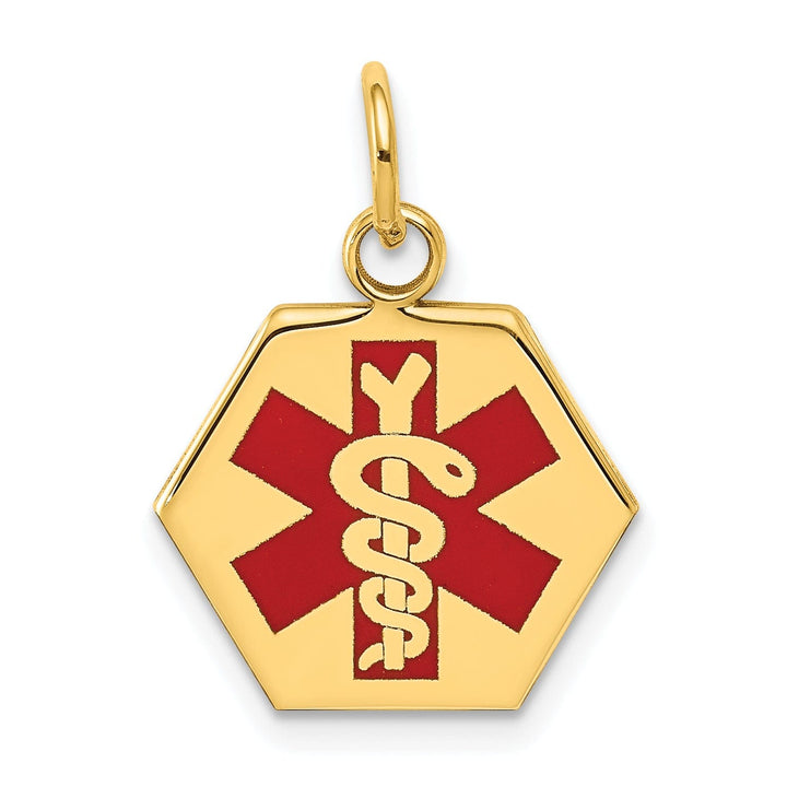 14k Yellow Gold Medical Alert ID Charm Pendant