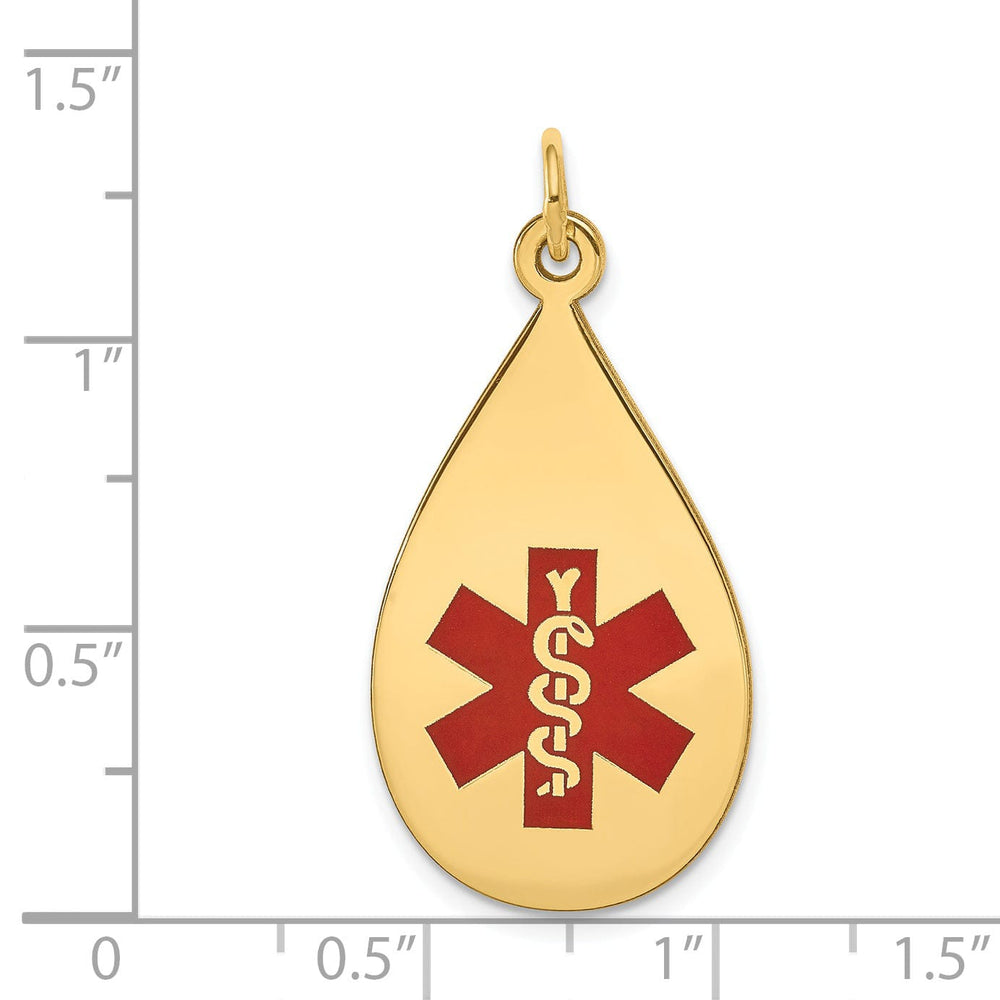 14k Yellow Gold Medical Alert ID Charm Pendant