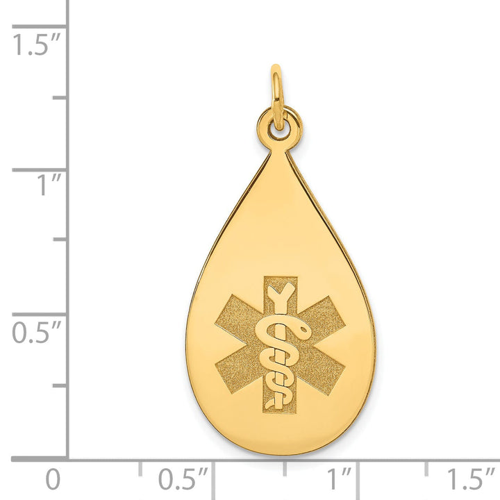 14k Yellow Gold Medical Alert Pendant