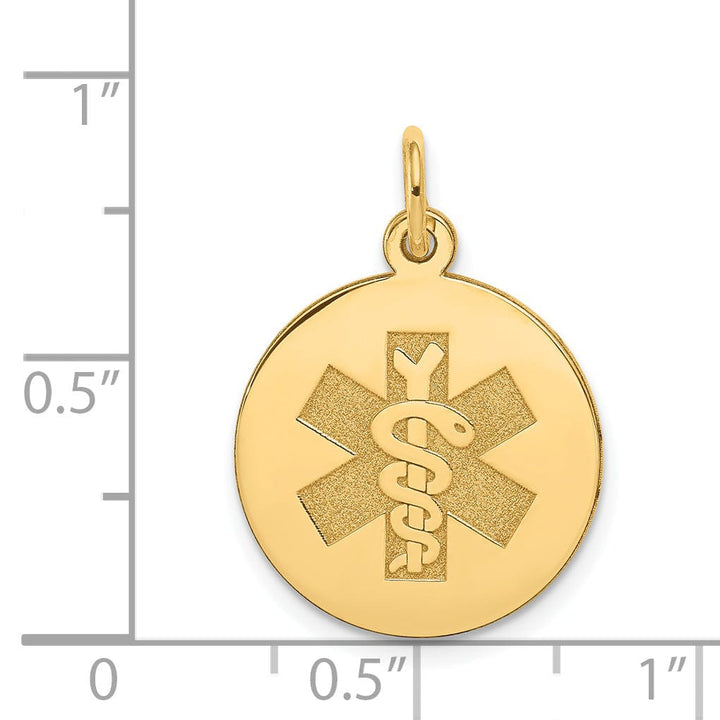 14k Yellow Gold Medical Alert Pendant