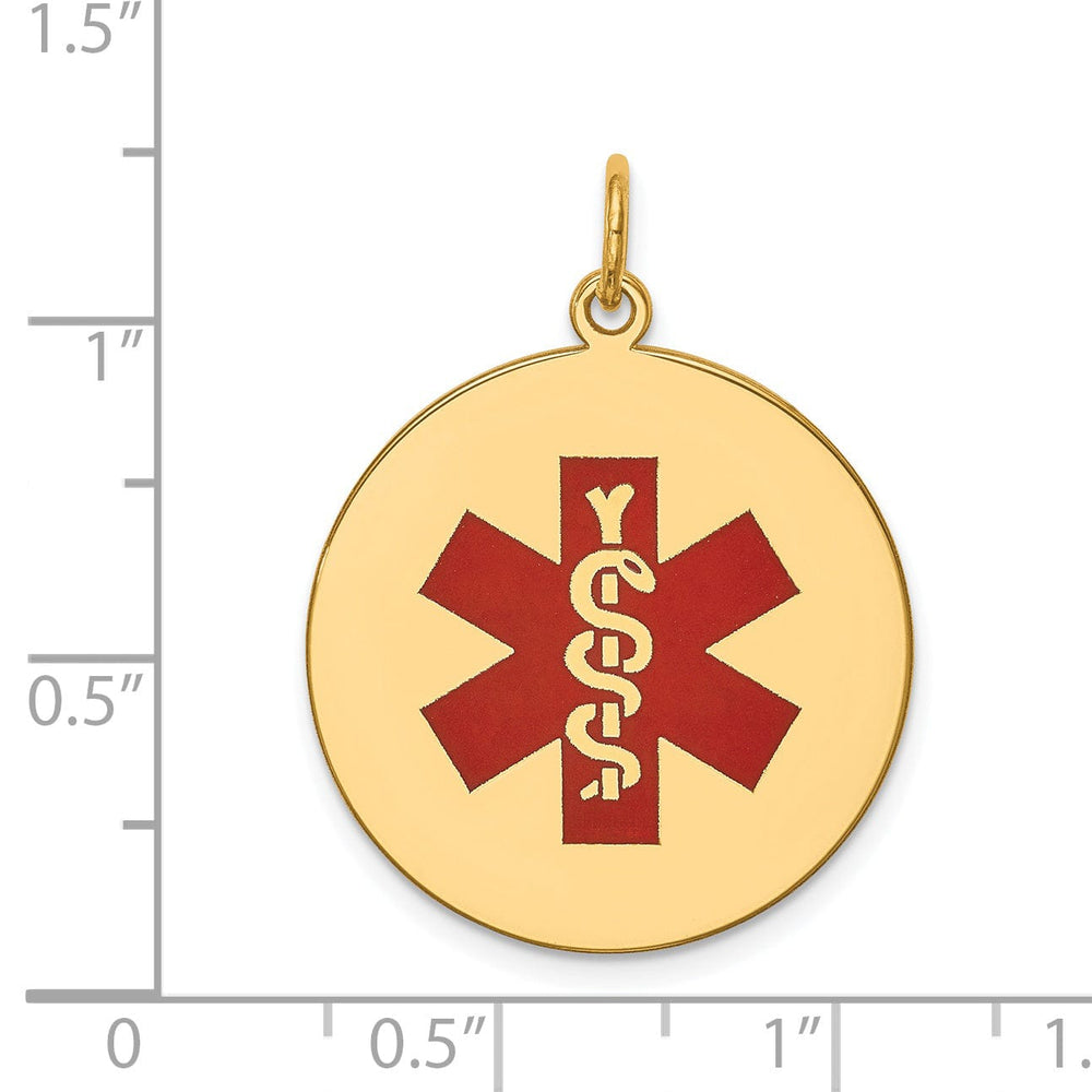 14k Yellow Gold Medical Alert ID Charm Pendant