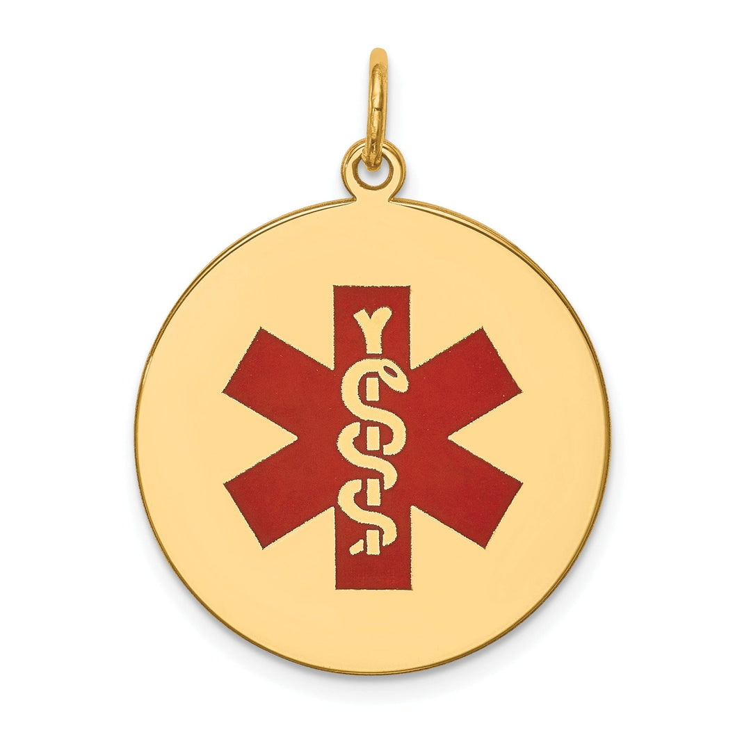 14k Yellow Gold Medical Alert ID Charm Pendant