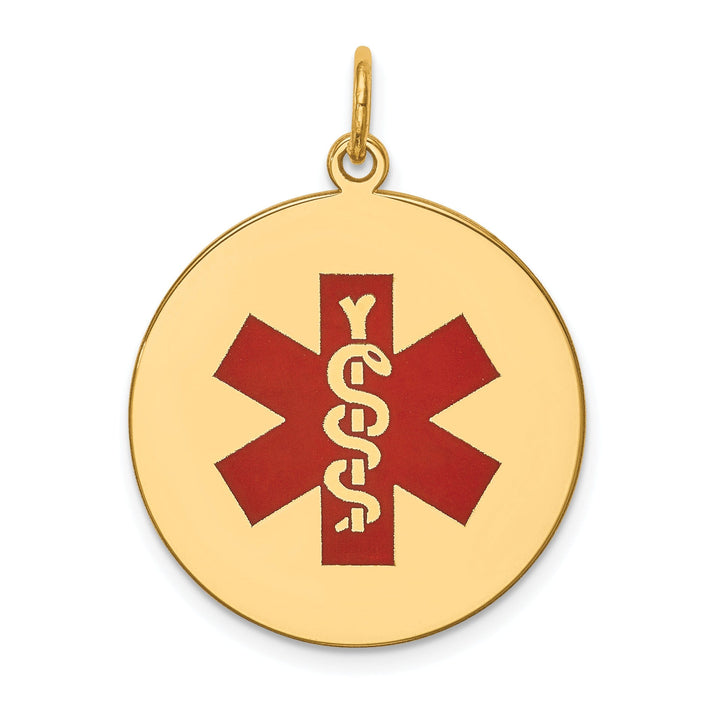 14k Yellow Gold Medical Alert ID Charm Pendant