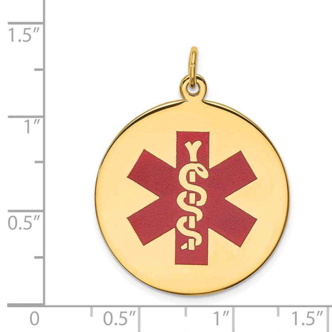 14k Yellow Gold Medical Alert ID Charm Pendant