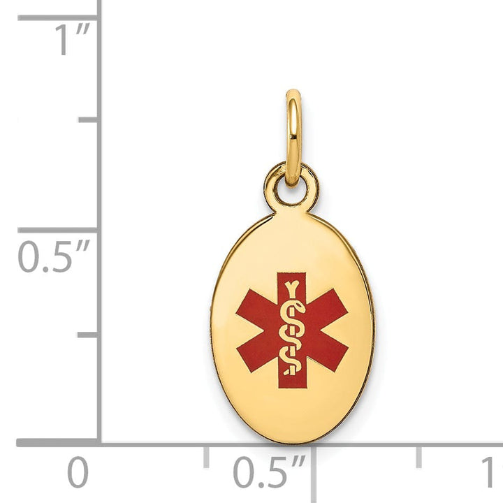 14k Yellow Gold Medical Alert ID Charm Pendant