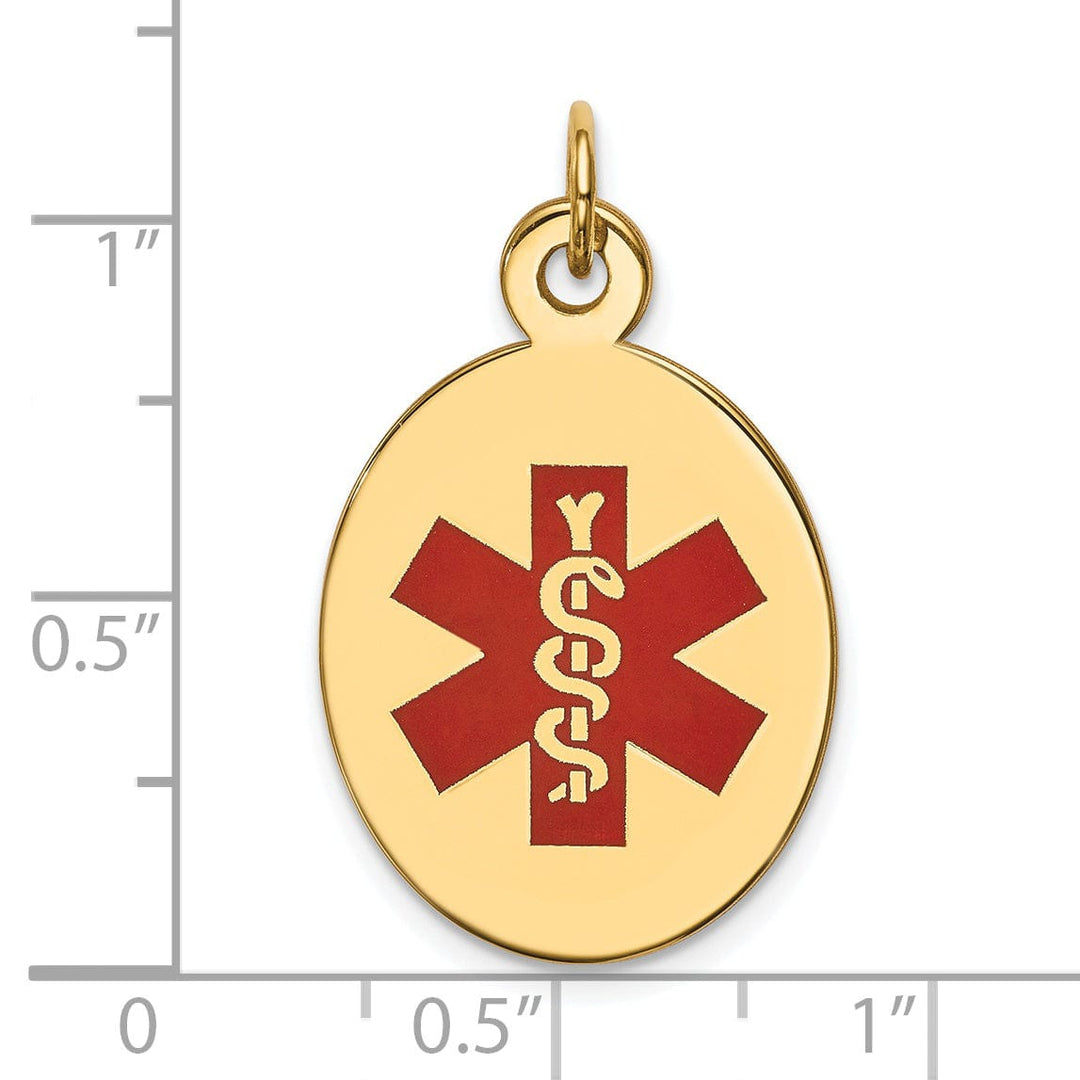 14k Yellow Gold Medical Alert ID Charm Pendant