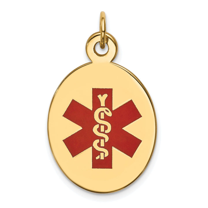 14k Yellow Gold Medical Alert ID Charm Pendant