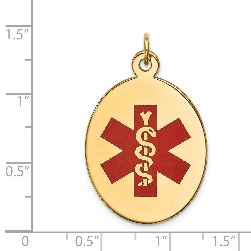 14k Yellow Gold Medical Alert ID Charm Pendant