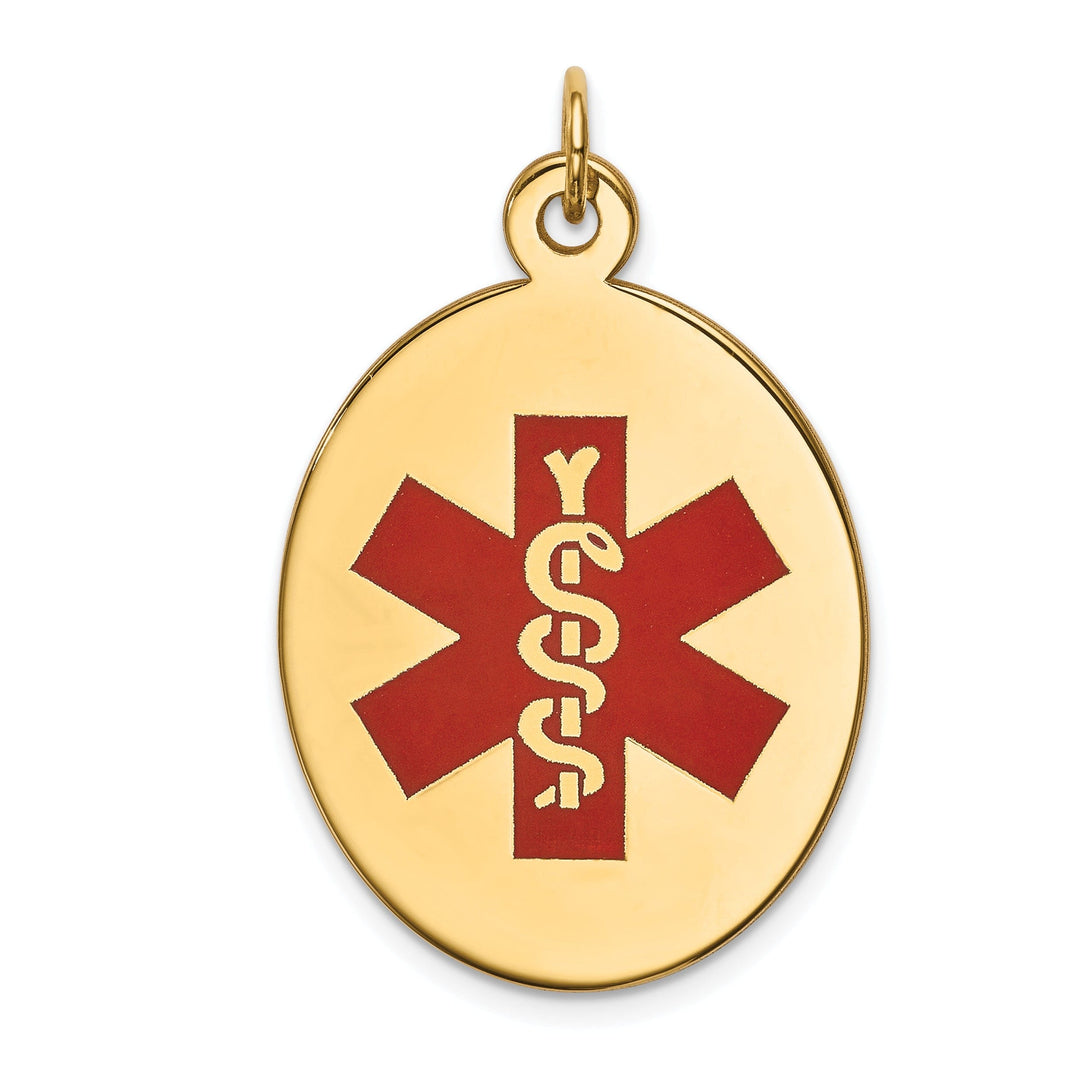 14k Yellow Gold Medical Alert ID Charm Pendant