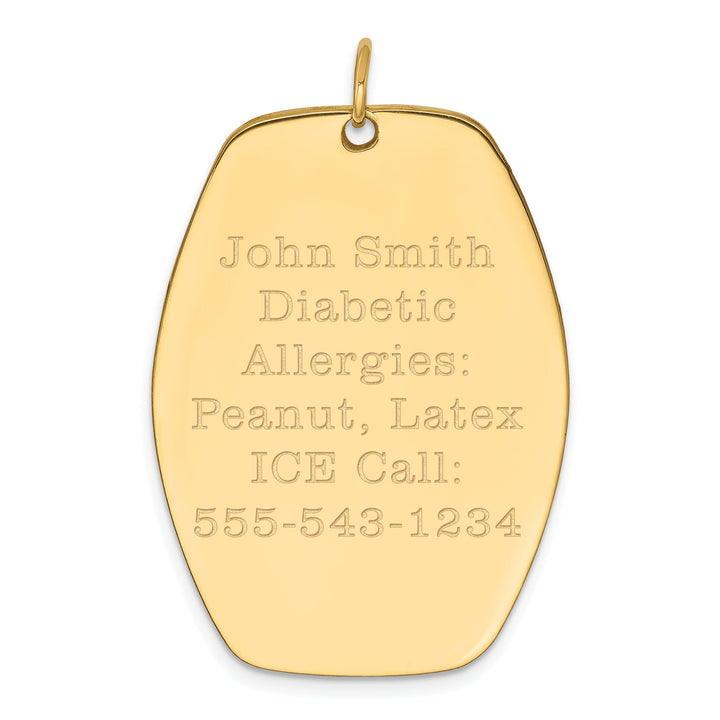 14k Yellow Gold Medical Alert ID Charm Pendant