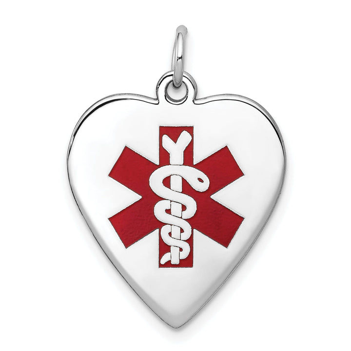 14k White Gold Heart Shaped Medical Alert Pendant