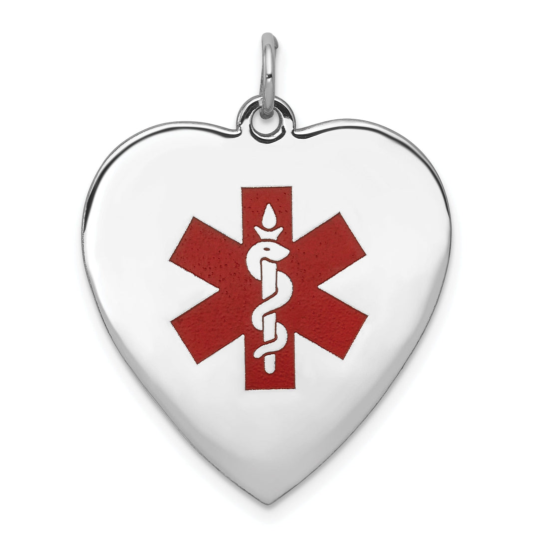 14k White Gold Heart Shaped Medical Alert Pendant