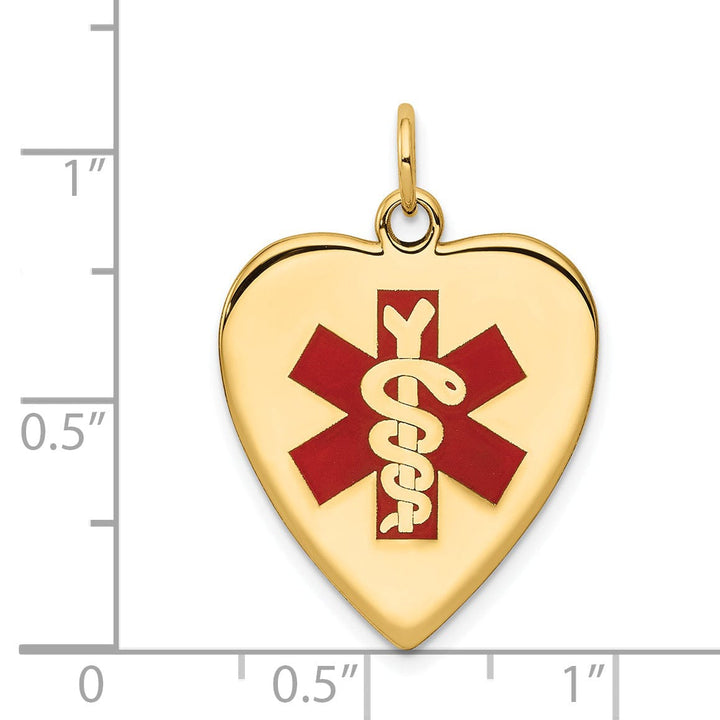 14k Yellow Gold Heart Shaped Medical Alert Pendant