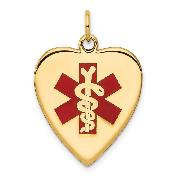 14k Yellow Gold Heart Shaped Medical Alert Pendant