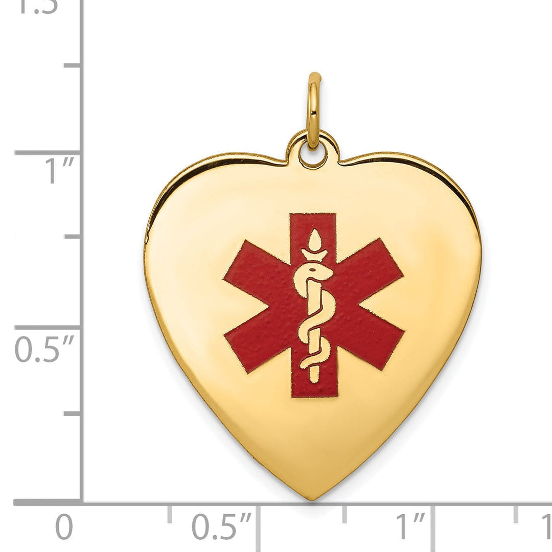 14k Yellow Gold Heart Shaped Medical Alert Pendant