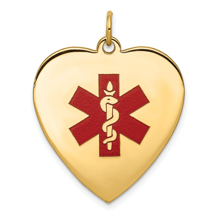 14k Yellow Gold Heart Shaped Medical Alert Pendant