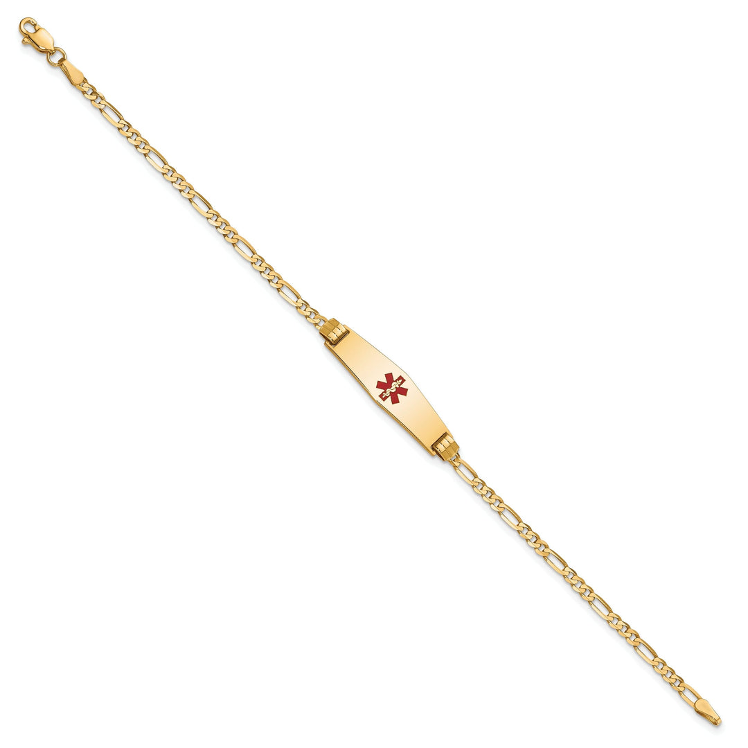 14K Yellow Gold Figaro Link Medical ID Bracelet