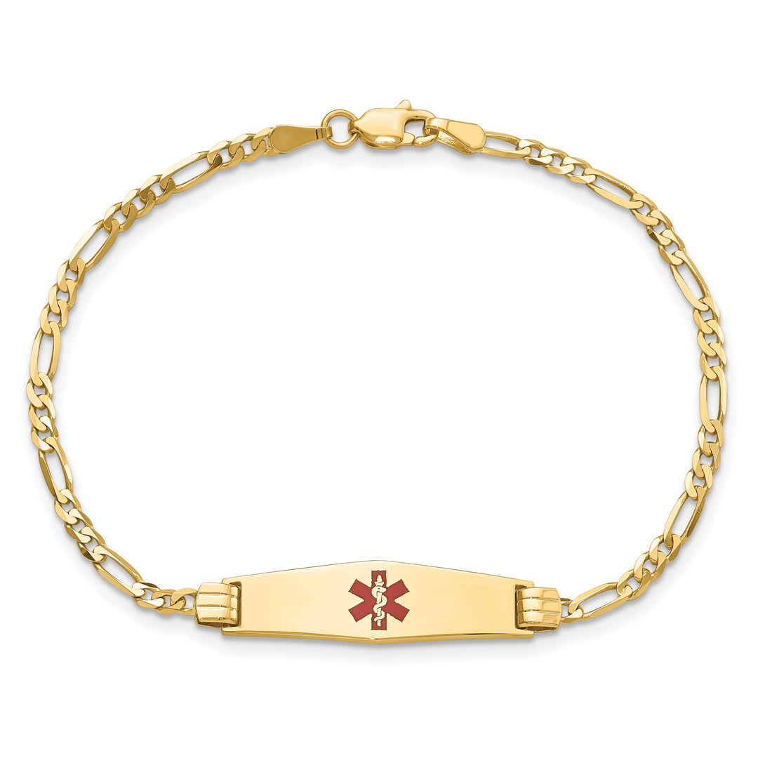 14K Yellow Gold Figaro Link Medical ID Bracelet