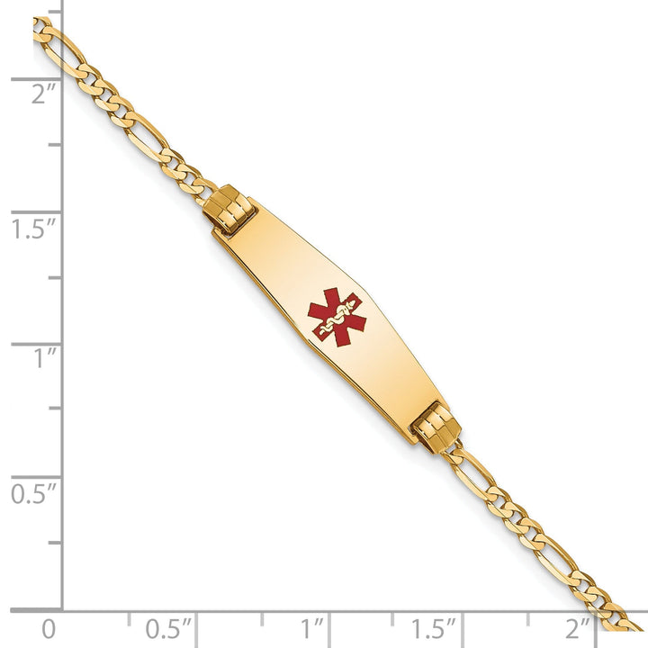 14K Yellow Gold Figaro Link Medical ID Bracelet