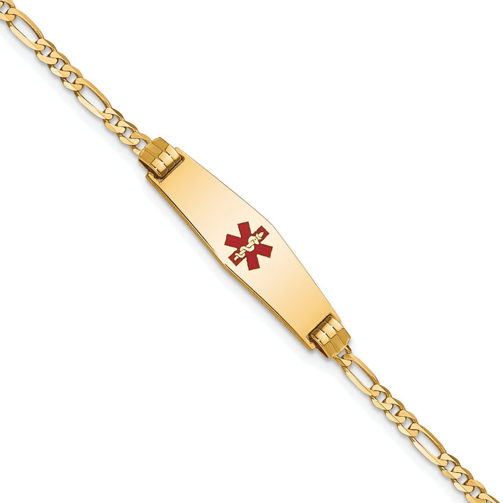 14K Yellow Gold Figaro Link Medical ID Bracelet