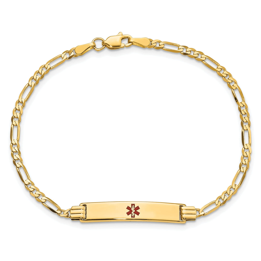 14K Yellow Gold Figaro Link Medical ID Bracelet