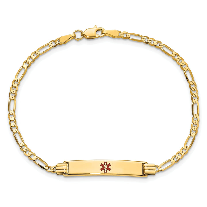 14K Yellow Gold Figaro Link Medical ID Bracelet