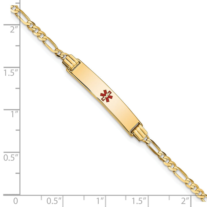 14K Yellow Gold Figaro Link Medical ID Bracelet