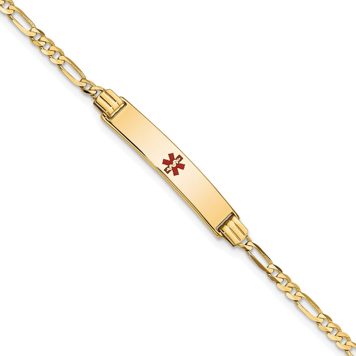 14K Yellow Gold Figaro Link Medical ID Bracelet