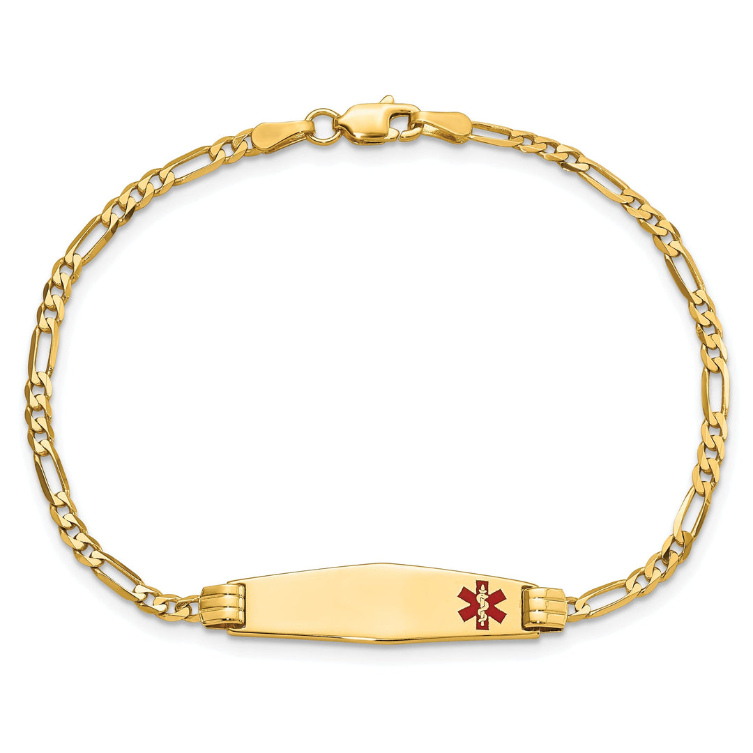 14K Yellow Gold Figaro Link Medical ID Bracelet