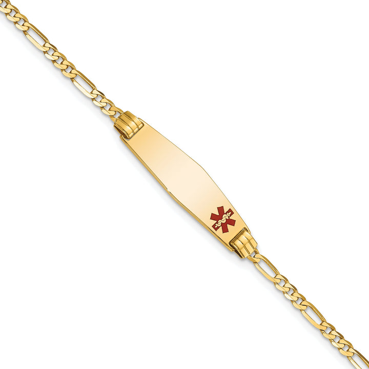 14K Yellow Gold Figaro Link Medical ID Bracelet