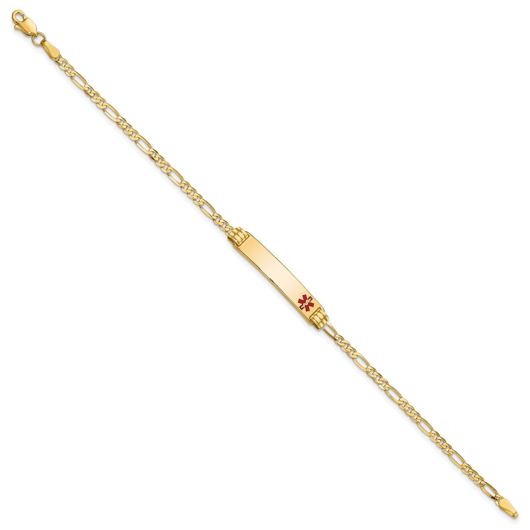 14K Yellow Gold Figaro Link Medical ID Bracelet