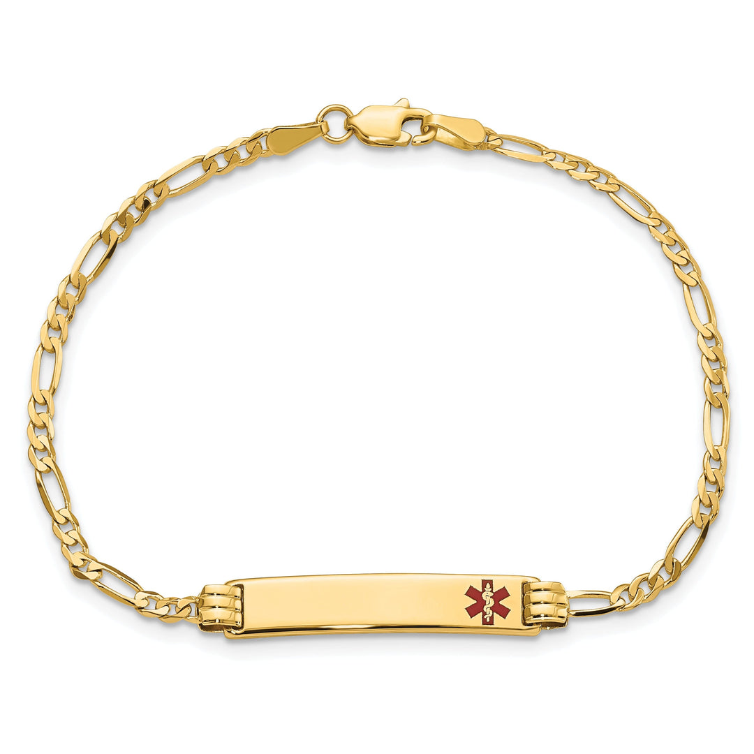 14K Yellow Gold Figaro Link Medical ID Bracelet