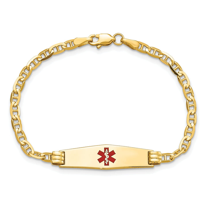 14K Yellow Gold Anchor Link Medical ID Bracelet