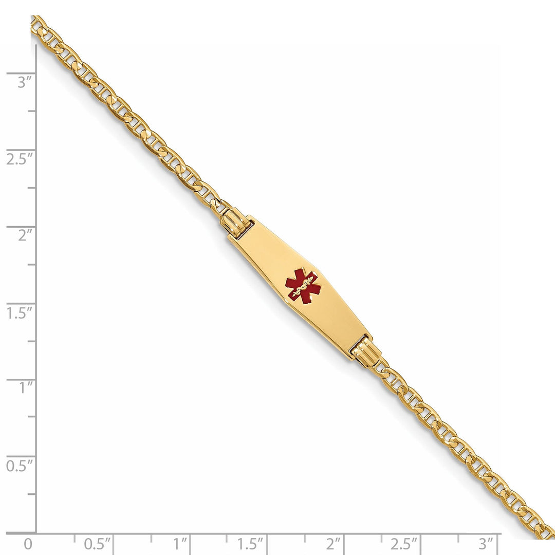 14K Yellow Gold Anchor Link Medical ID Bracelet