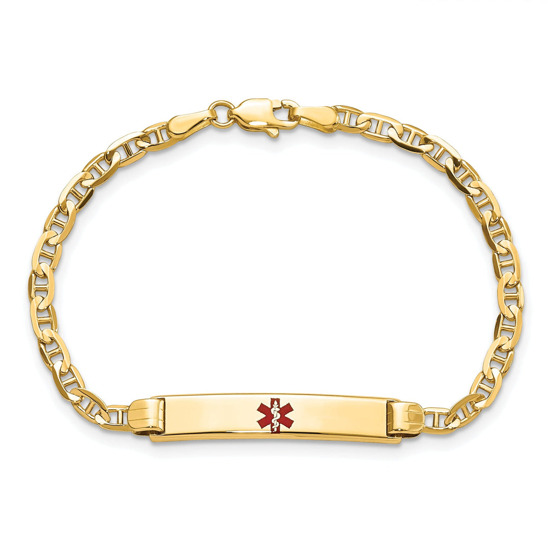 14K Yellow Gold Anchor Childrens ID Bracelet